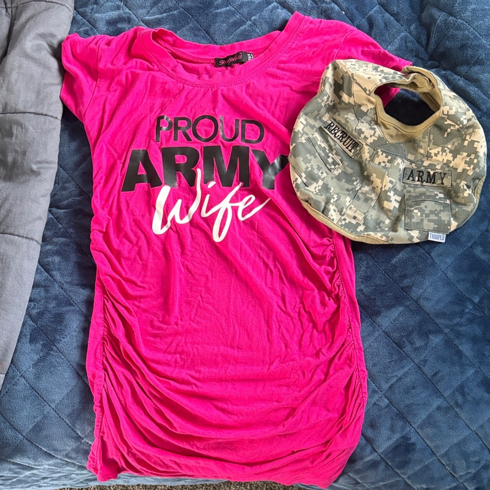 Maternity Proud Army Wife Hot Pink Tee